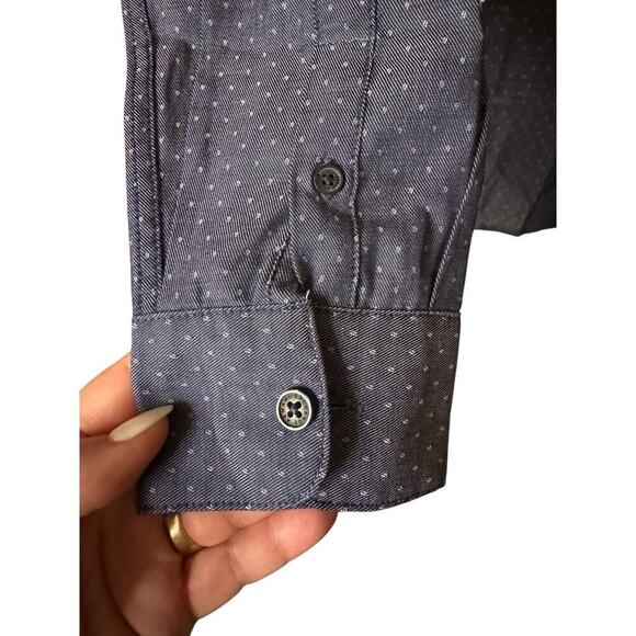 Armani Exchange NEW Micro Dot Blue Long Sleeve Button up Shirt Men's Small $100 - Picture 3 of 8
